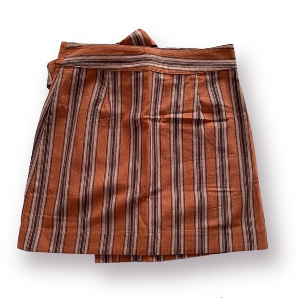 Mini Wrap Skirt Red Orange Black Stripes Bow - Picture 2 of 9